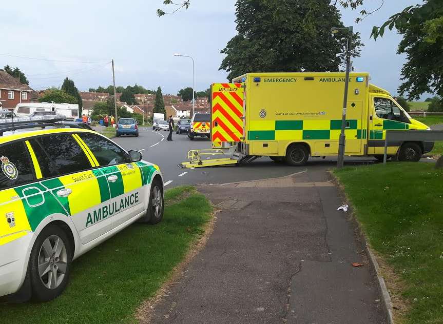 Emergency vehicles at the scene in Rectory Road