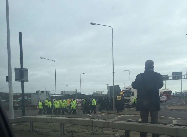 Protesters at The Port of Dover. Photo: Kent 999s