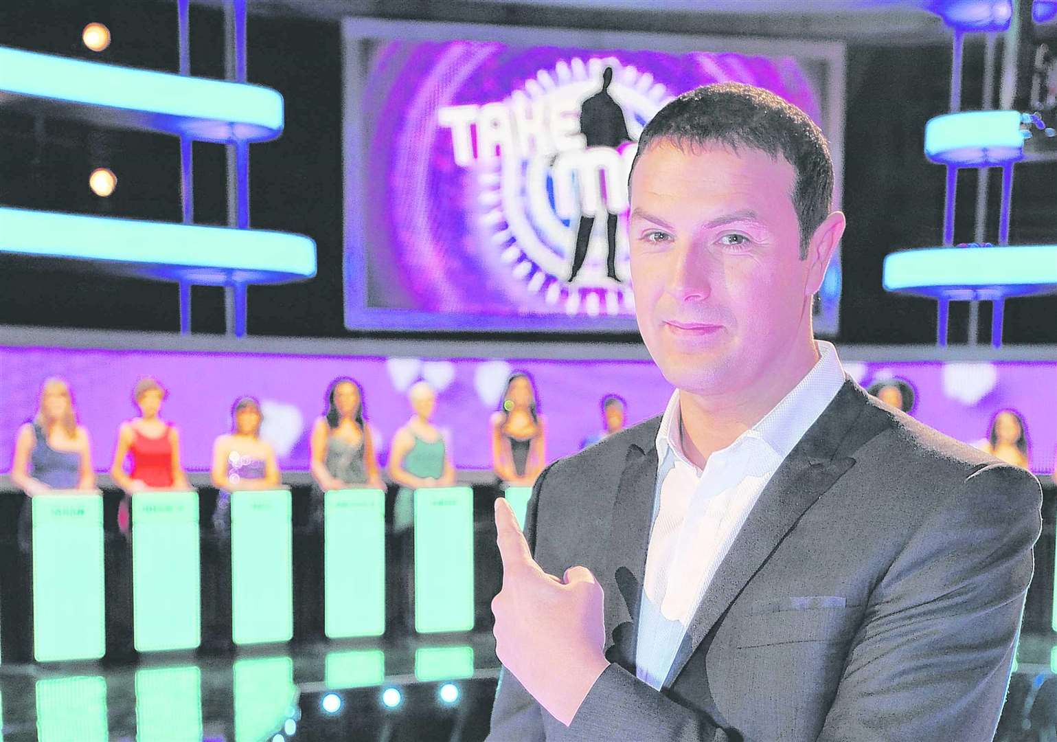 Paddy McGuinness, presenter of Take Me Out, filmed at Maidstone Studios. Credit: Talkback Thames