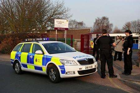 Police on the scene at a suspected stabbing incident at Sittingbourne Community College, Sittingbourne