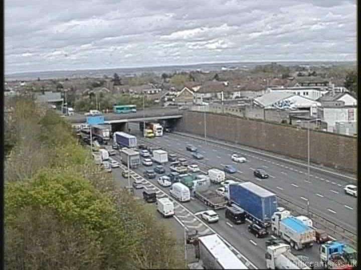 Queues are building anticlockwise on the M25 at the Dartford Tunnel. Photo credit: Highways England