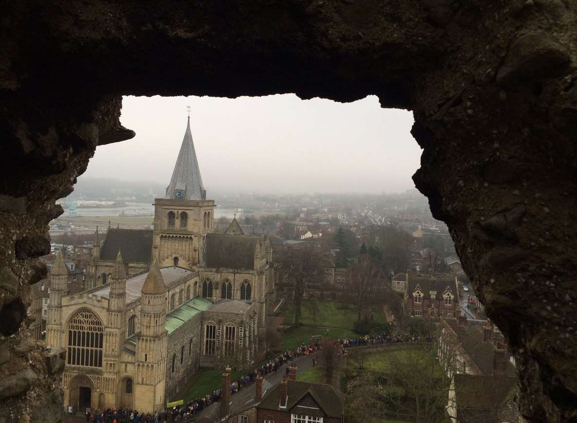 Queues snaking around the precincts of Rochester Cathedral for Flog it! Picture: Upnor Castle