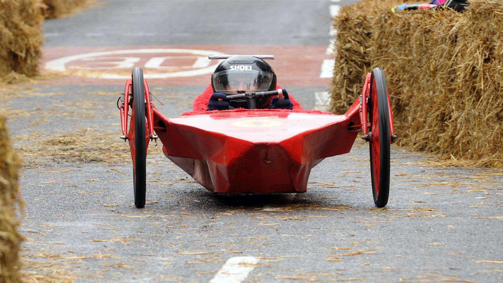 Martin Goodchild’s Little Red Shark was the fastest cart. Picture: Wayne McCabe