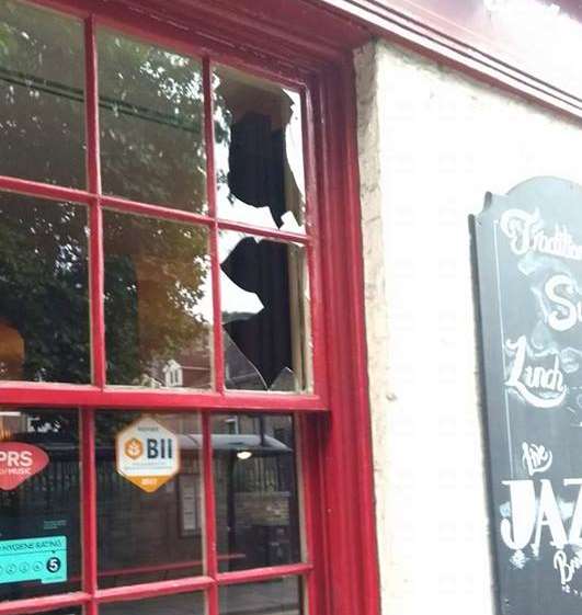 A window of the Ship Inn was also damaged