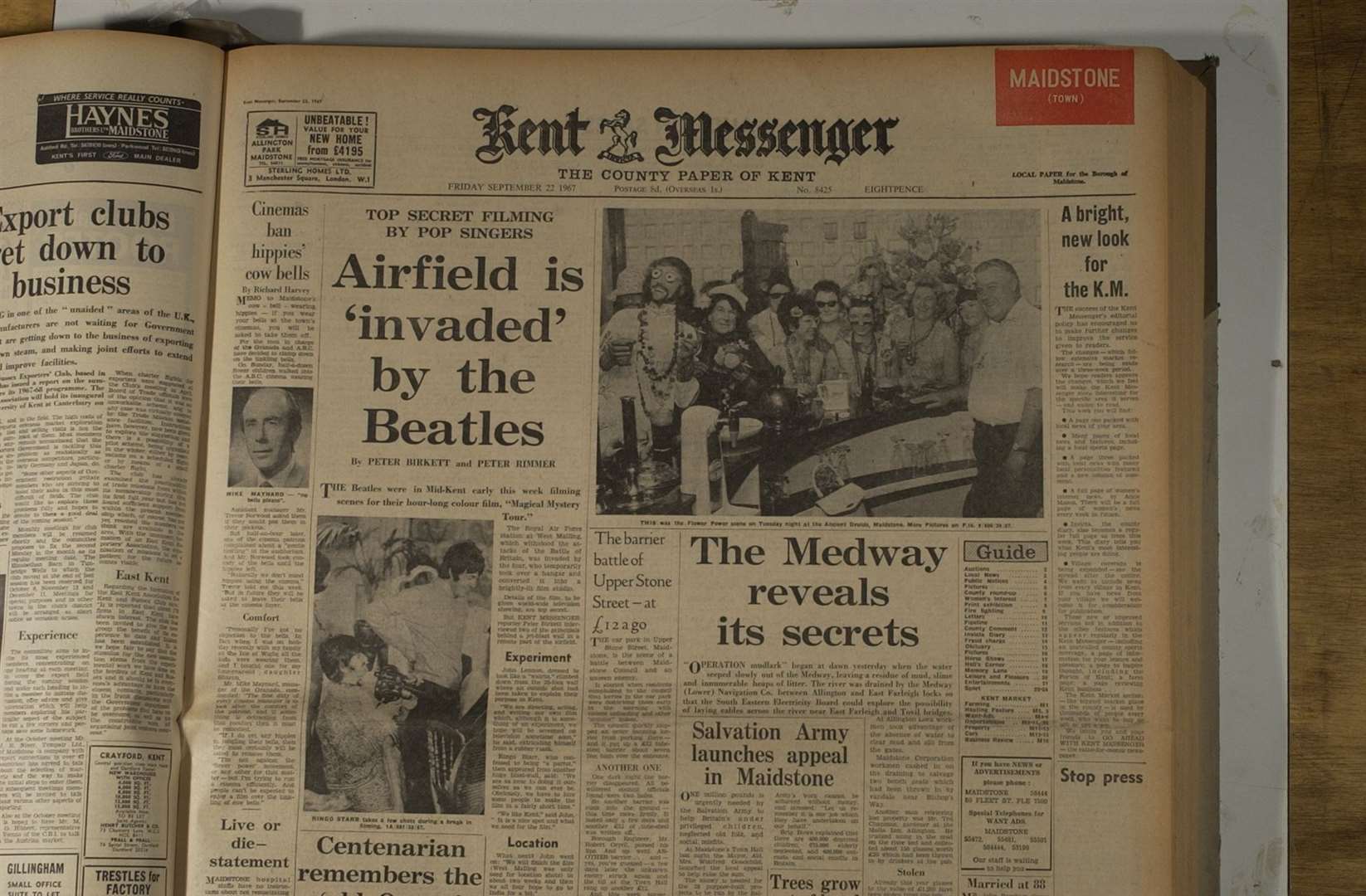 The Kent Messenger's front page from September 22, 1967