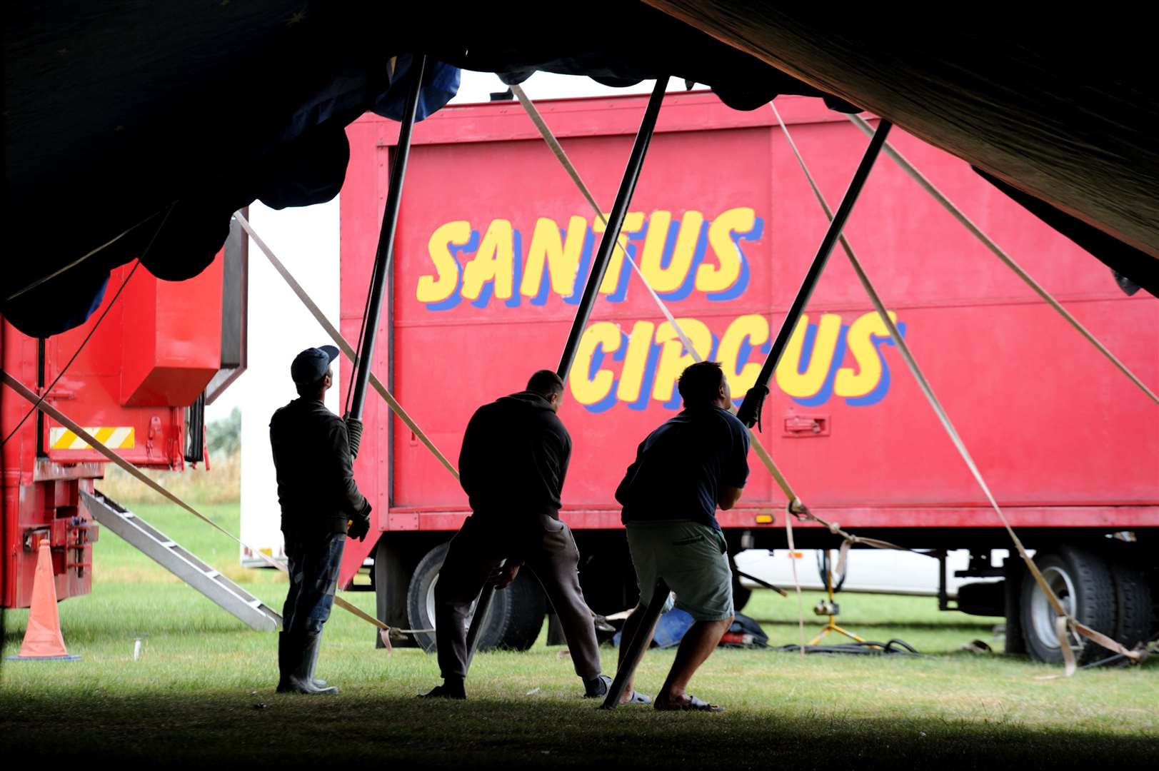 Erecting the Big Top on Sheppey Picture: Simon Hildrew
