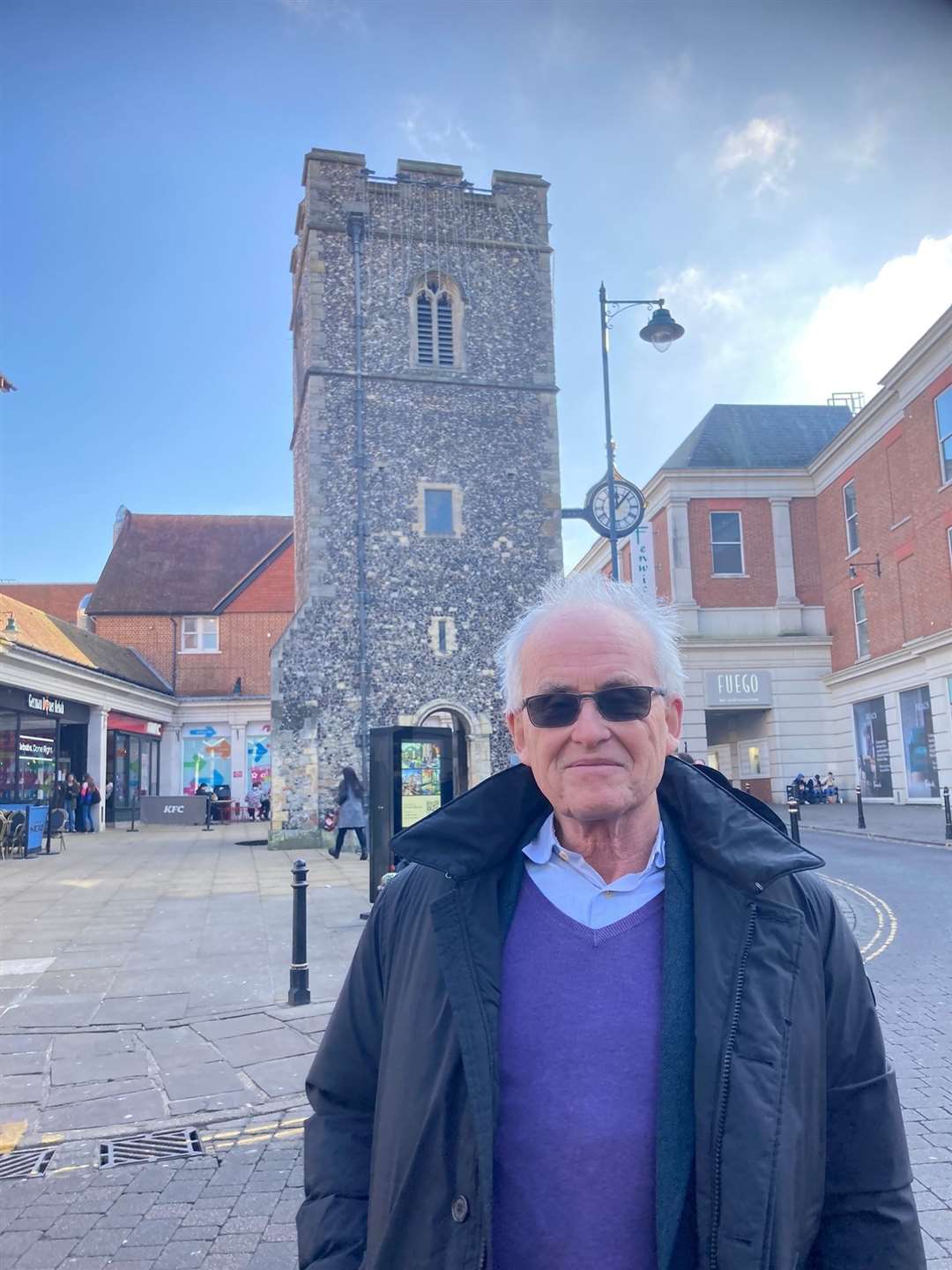 Former architect Clive Bowley in the centre of Canterbury