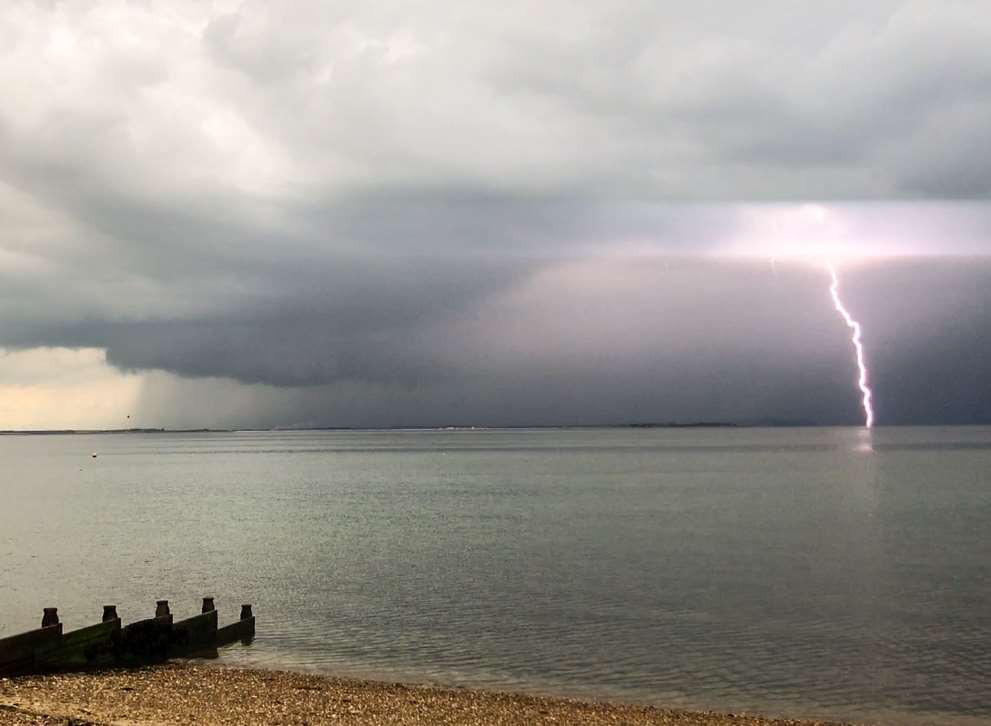 Lightning strike over the Isle of Sheppey captured by Andy Frearson from Whitstable