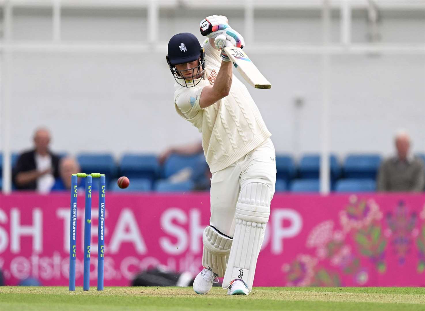 All-rounder Joey Evison – was 56 not out at the close of play as Kent edged back ahead of Essex in County Championship Division 1 at Chelmsford. Picture: Keith Gillard