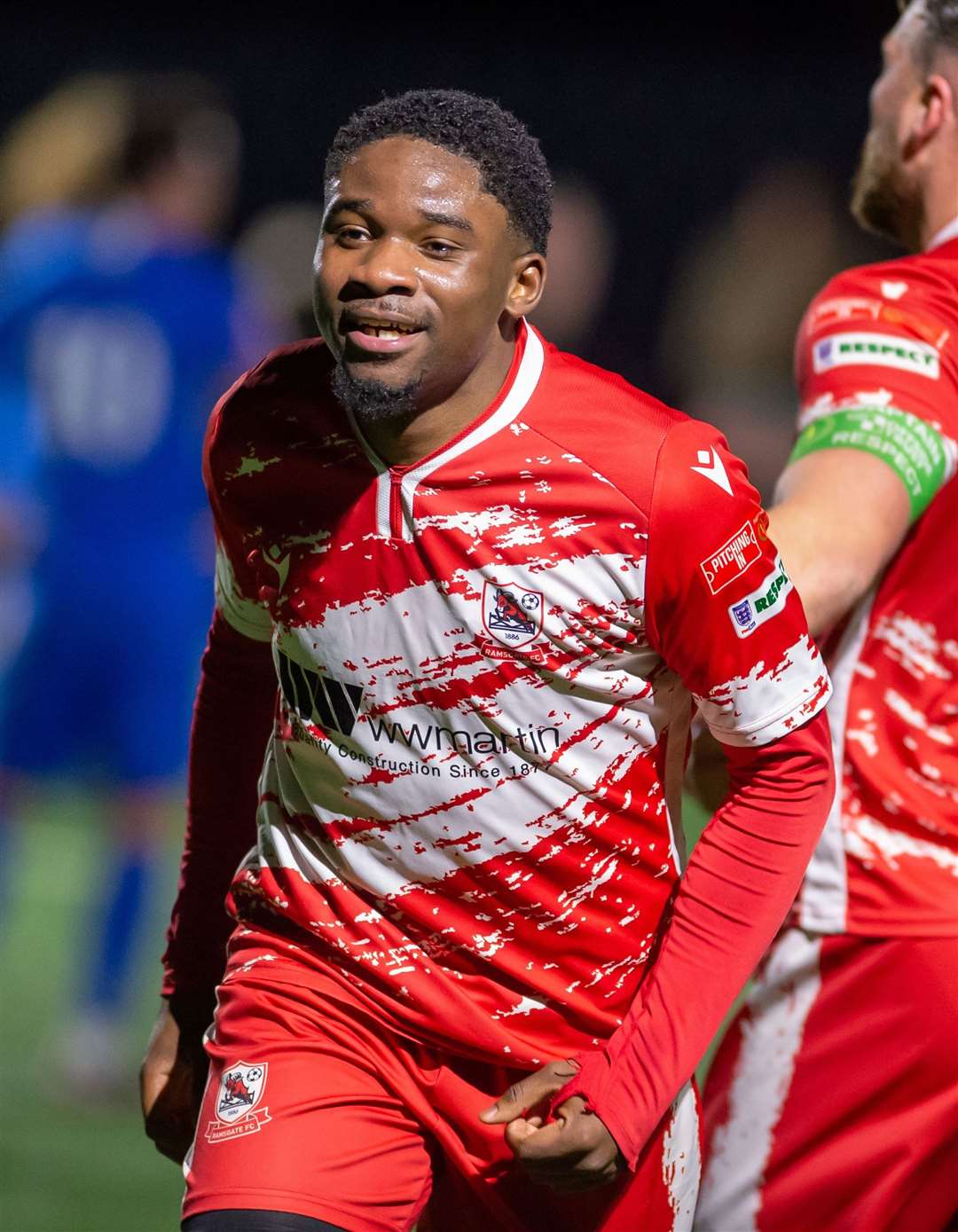 Theo Osinfolarin celebrates giving Rams the lead. Picture: Ian Scammell