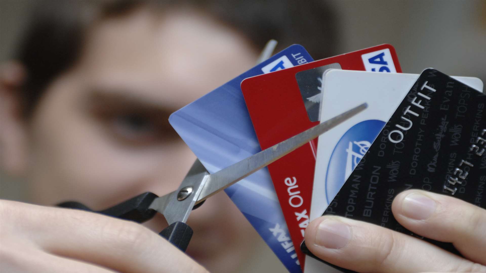 Cutting up credit cards: stock picture