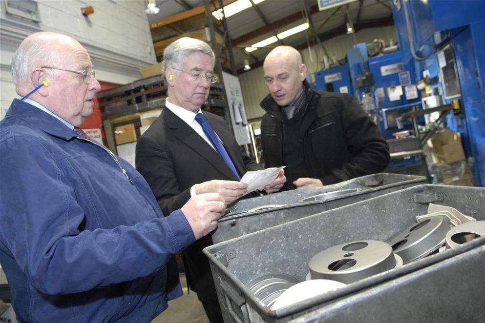 Business Minister Michael Fallon visiting H V Wooding in Hythe