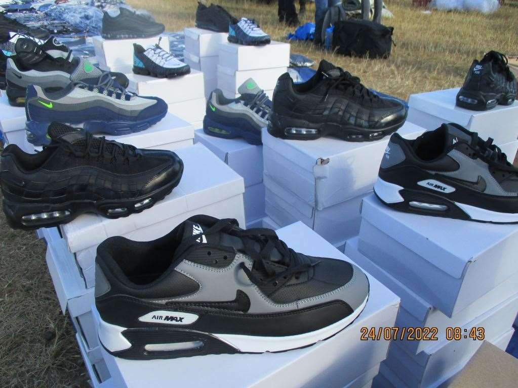 Shoes were some of the items seized. Picture: KCC