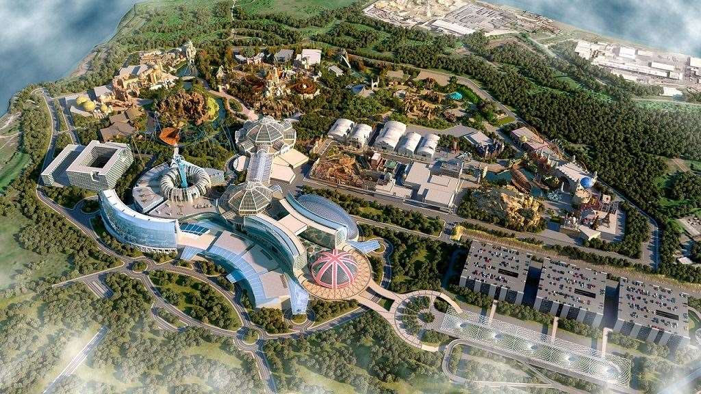 An aerial CGI image of what the Londno Resort, on Swanscombe Peninsula, could look like. Picture: LRHC
