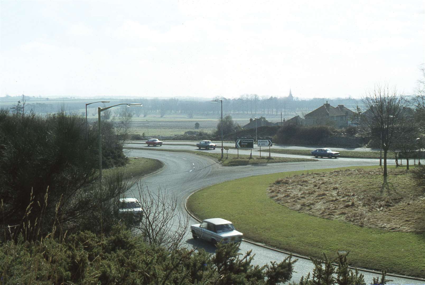 The old roundabout at the top of Ashford Bypass where it meets Hythe Road in 1978, before work commenced. Picture: Neville Marsh