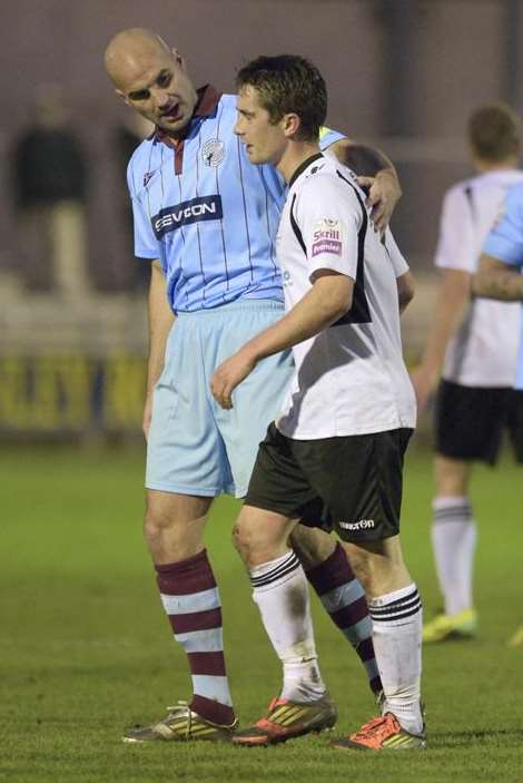 Lee Noble trudges off after being red-carded (Pic: Andy Payton)