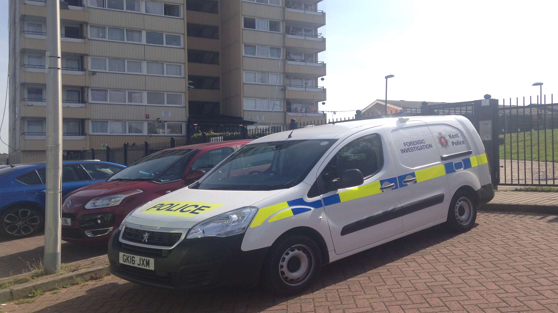 Forensics officers investigating the alleged murder in Shipwrights Avenue, Chatham