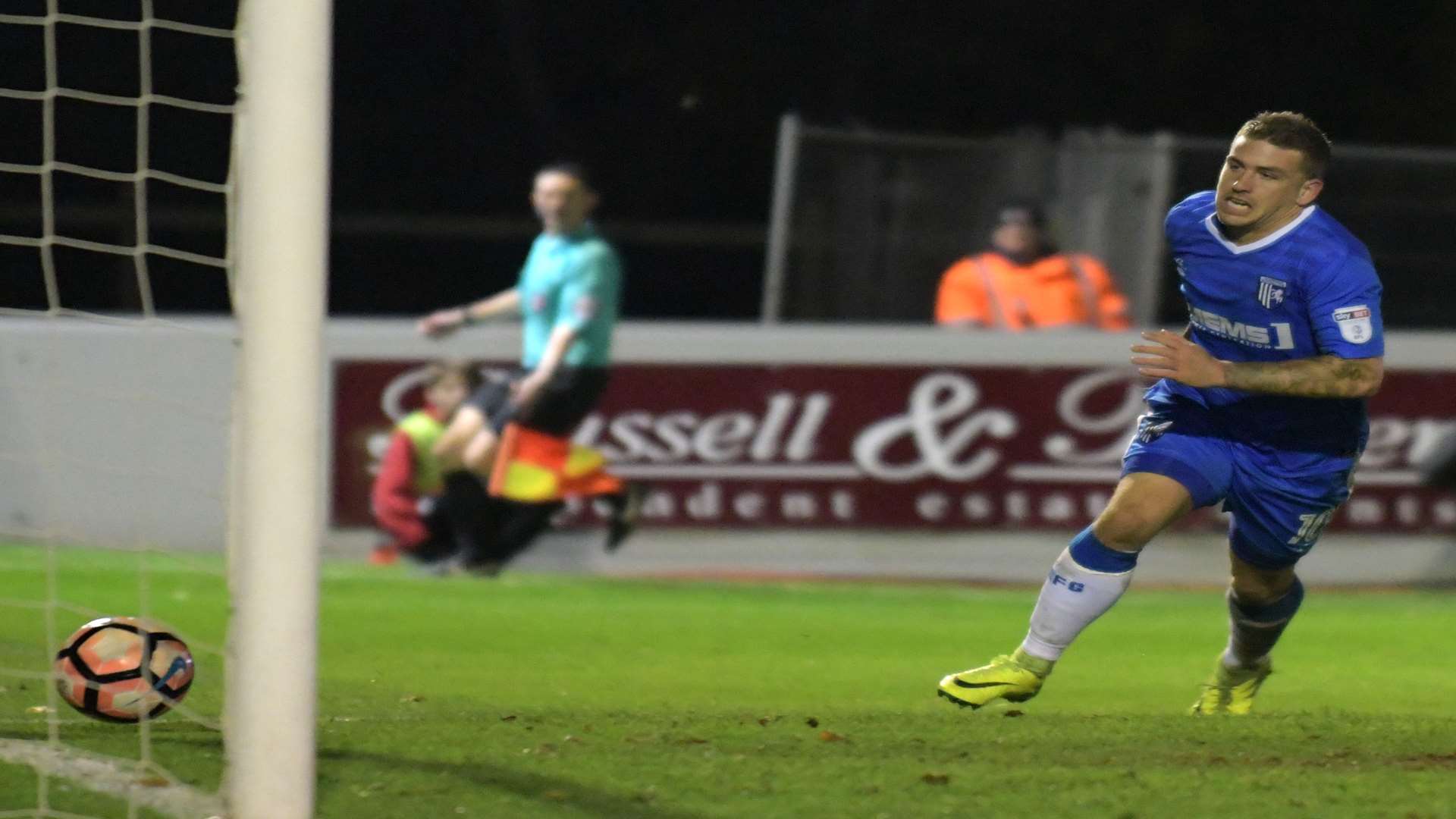 Cody McDonald scores Gillingham's third goal to make it 4-3 Picture: Barry Goodwin