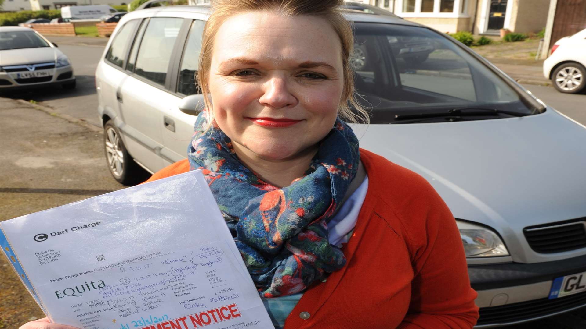 Donna Hill with her enforcement notice