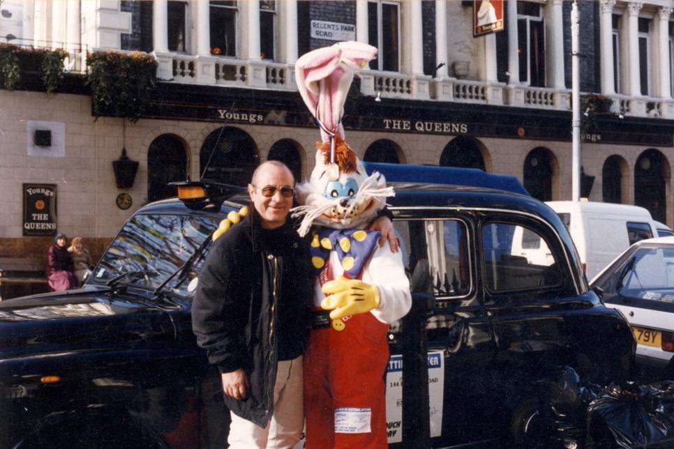 Del McCarrick with Bob Hoskins near the actor's home in Primrose Hill