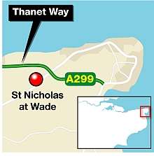 Two cars were involved in a crash on the A299 Thanet Way at St Nicholas at Wade. Graphic: Ashley Austen