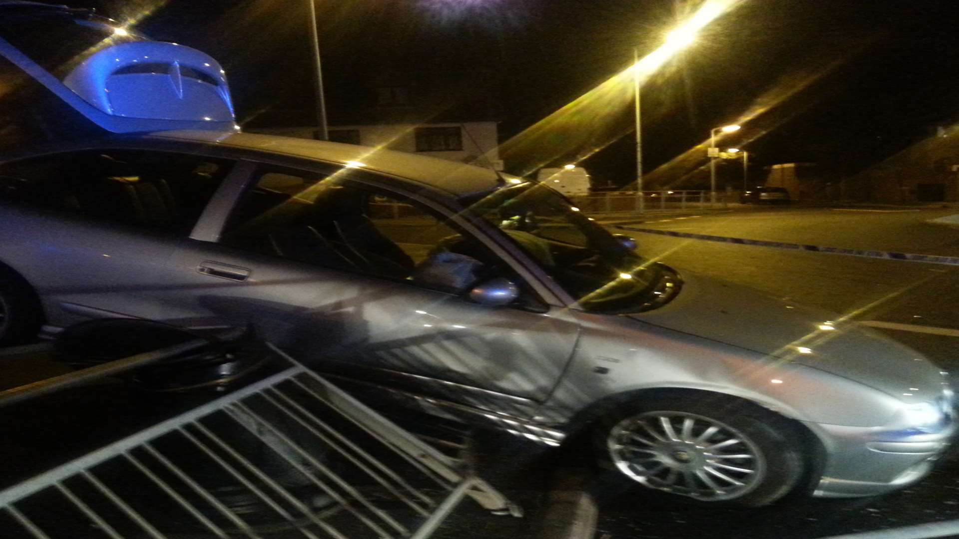 The car somersaulted and went through the Sea St roundabout before landing on railings outside a fish and chip shop