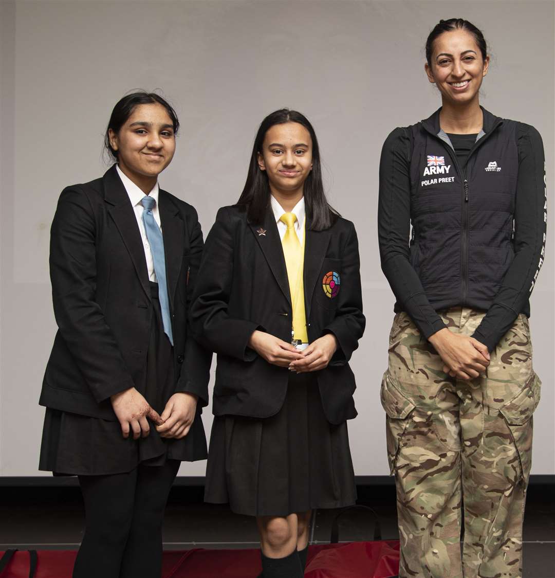 From left: Pupils Khadija Noor and Prabhleen Kaur with Preet Chandi. Picture: Northfleet School for Girls