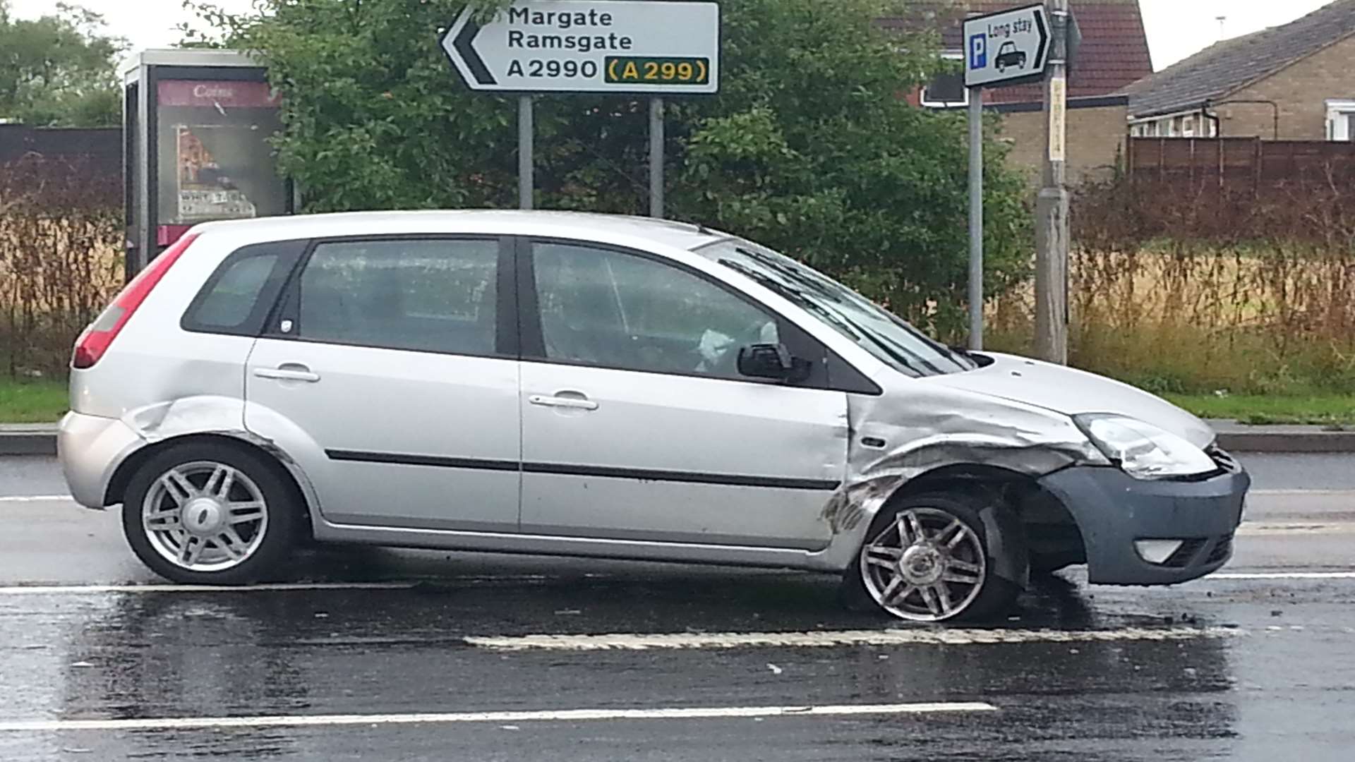 The damaged Ford Fiesta