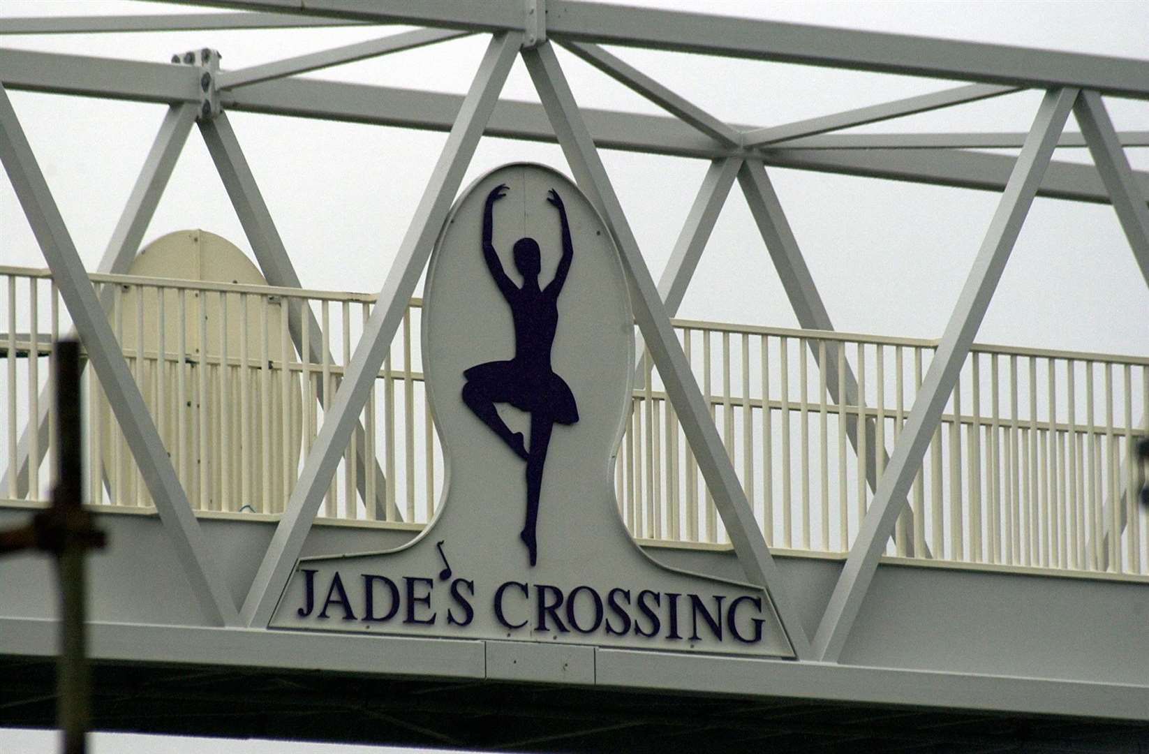 The footbridge at Detling, with a figure to represent Jade's love of dancing.