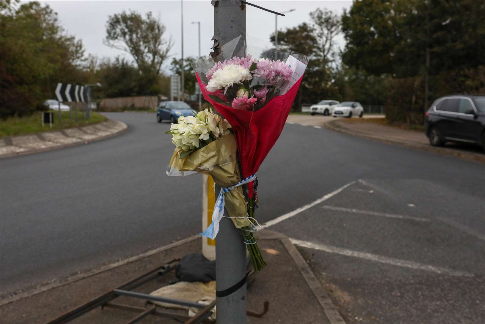 Tributes have been left at the scene of the fatal accident. Picture: UKNIP