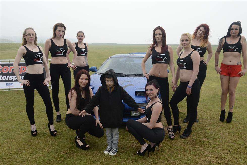 Oliver Smith surrounded by models at the Dirtee South car club meeting