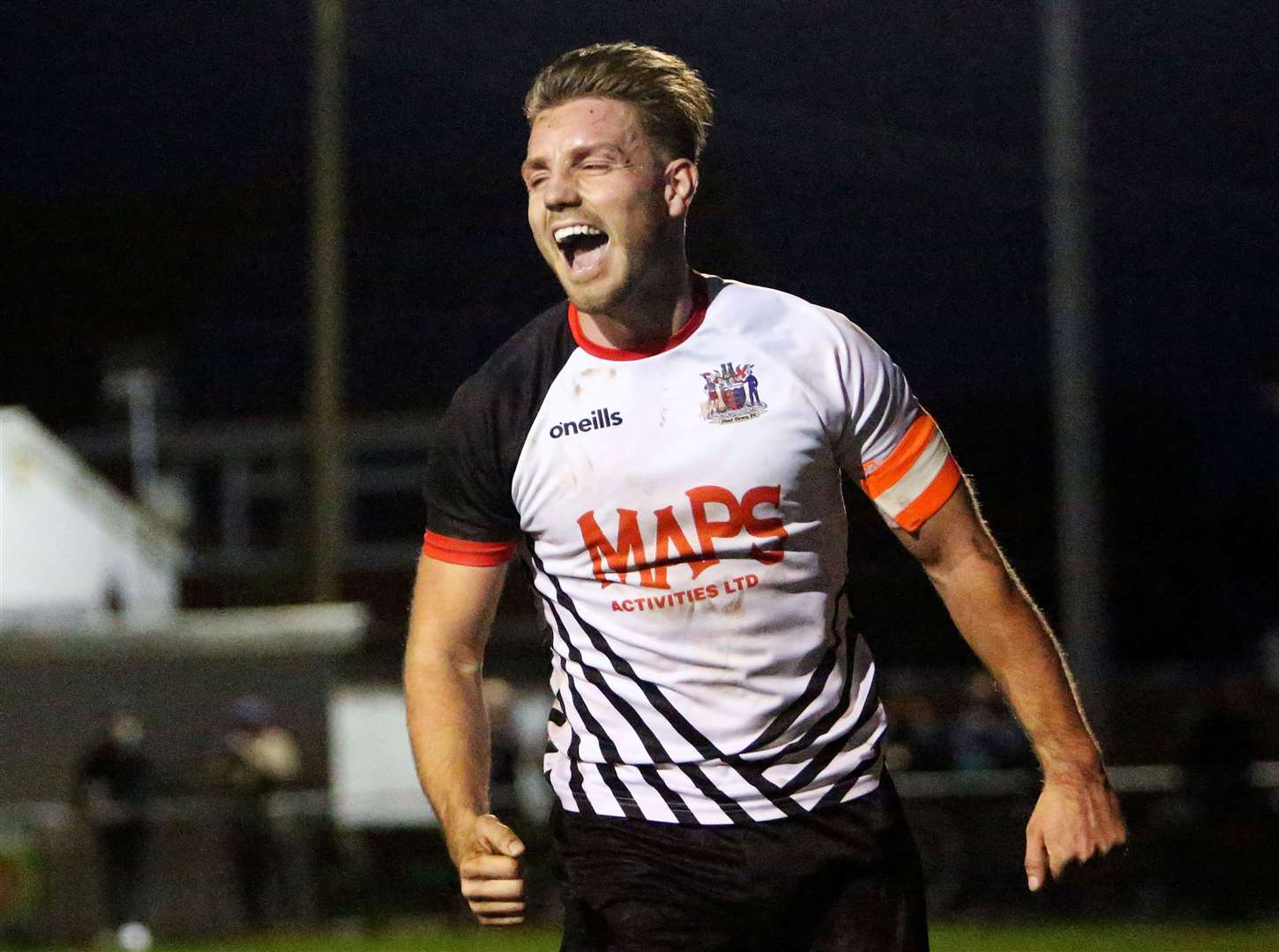In-form striker Aaron Millbank – bagged a weekend hat-trick in Deal’s 7-3 home win over Rusthall. Picture: Paul Willmott