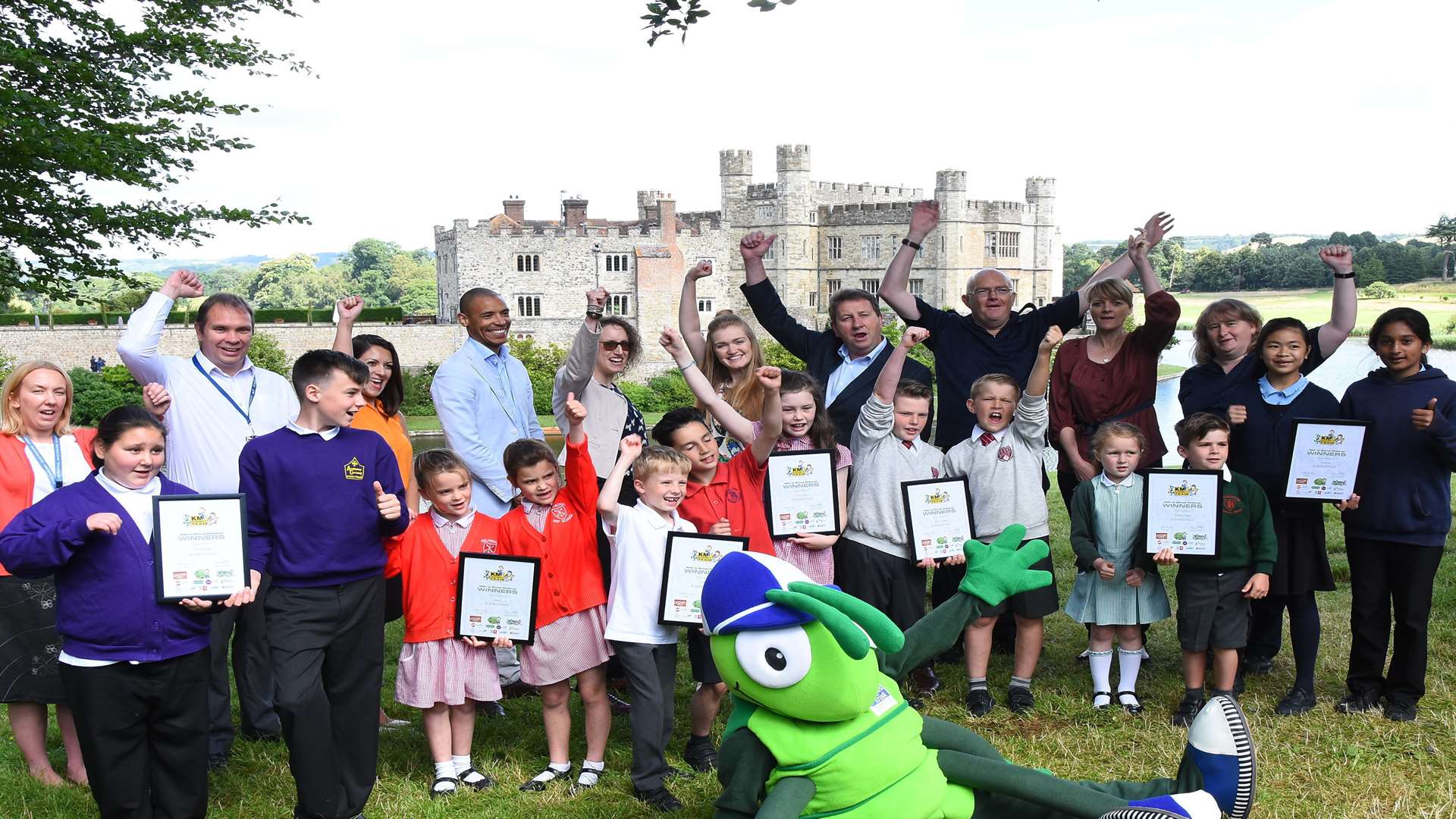KM Walk to School champions and key partners celebrate success at the Summer Challenge Day event staged at Leeds Castle