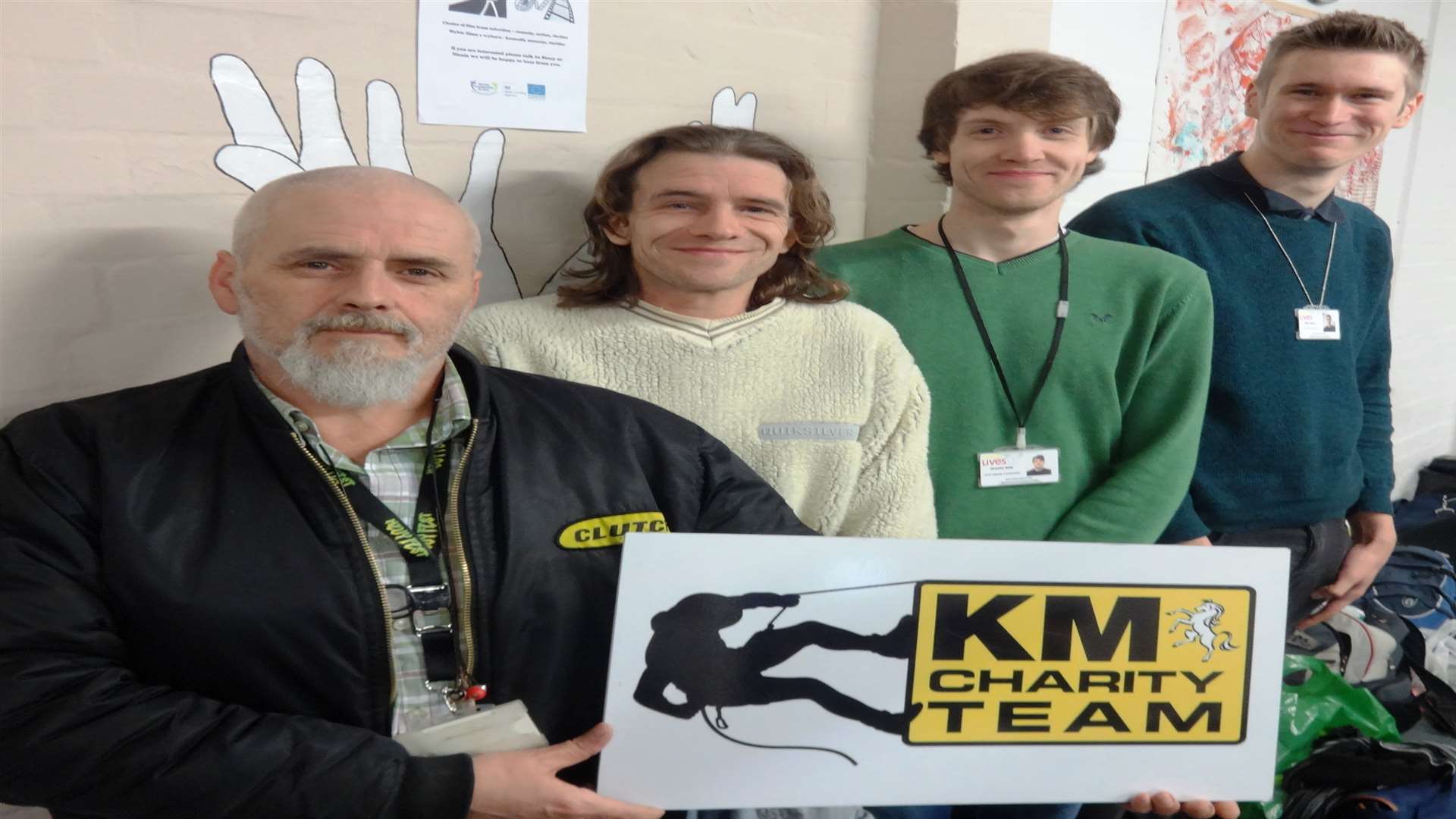 From left Terry Gore, general manager of Catching Lives, with James Duff, Graeme Solly and Mike Osborn who are taking part in the KM abseil event in Maidstone on March 15 to raise funds for the Canterbury based charity.