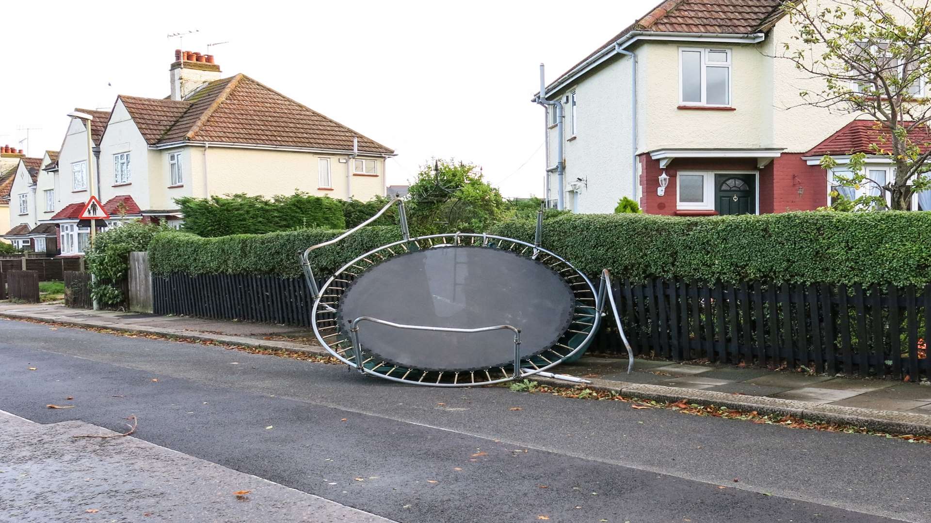 A lonely and battered trampoline in Dering Road, Herne Bay