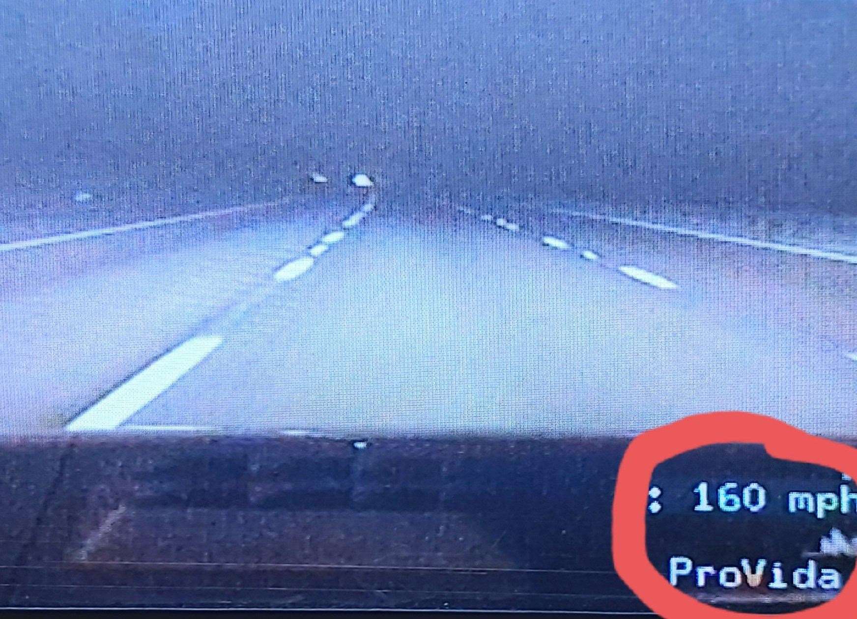 The police dashboard shows the speed hit by the car on the M20 in the early hours of Saturday morning. Picture: @KentPoliceRoads