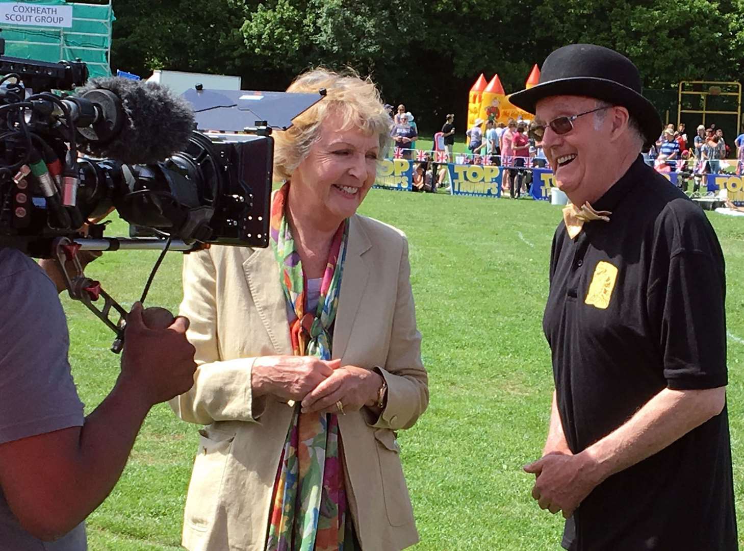 Penelope Keith interview Mike FitzGerald at the Coxheath Custard Pie Championships