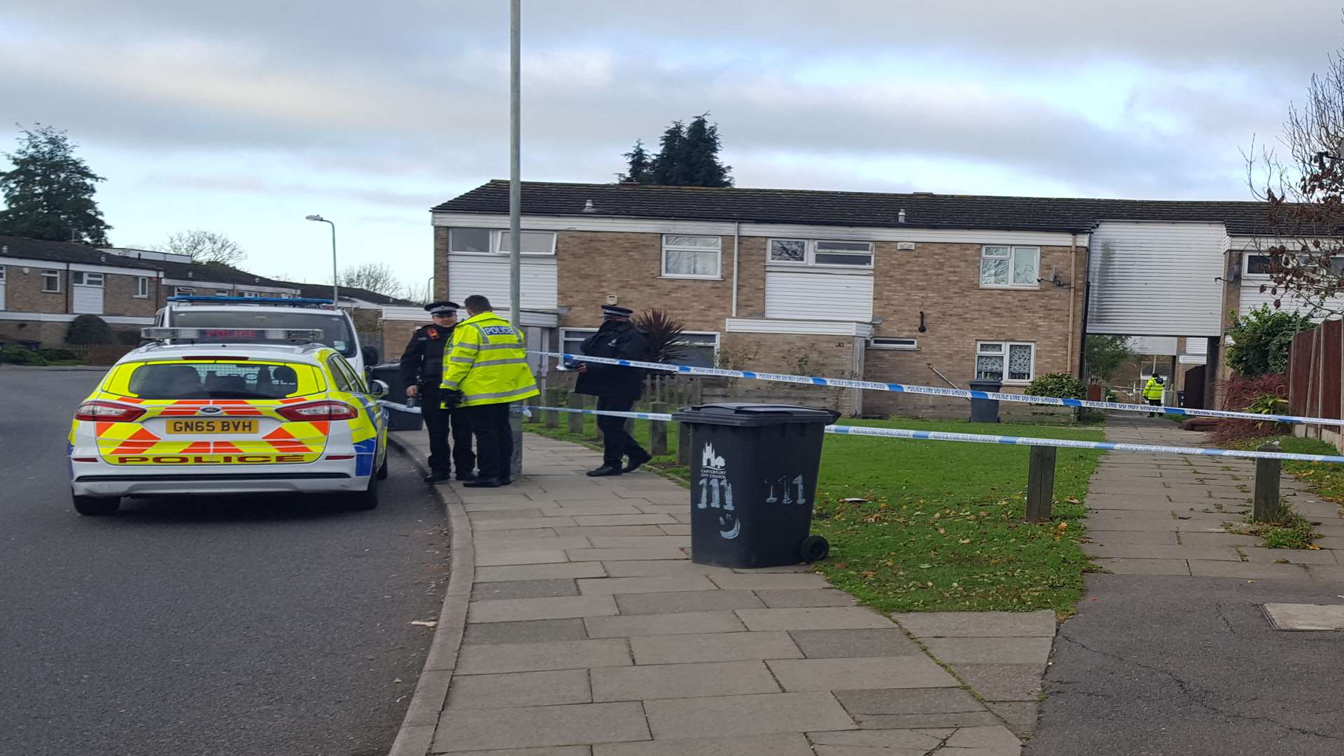 Police cordoned off Downs Road in Canterbury
