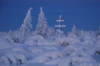 On the road to Yakutsk - a cross marks the spot where a gulag once stood