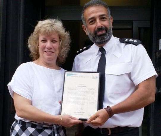 Elaine Bolton and Tunbridge Wells District Commander, Chief Inspector Omid Changizi