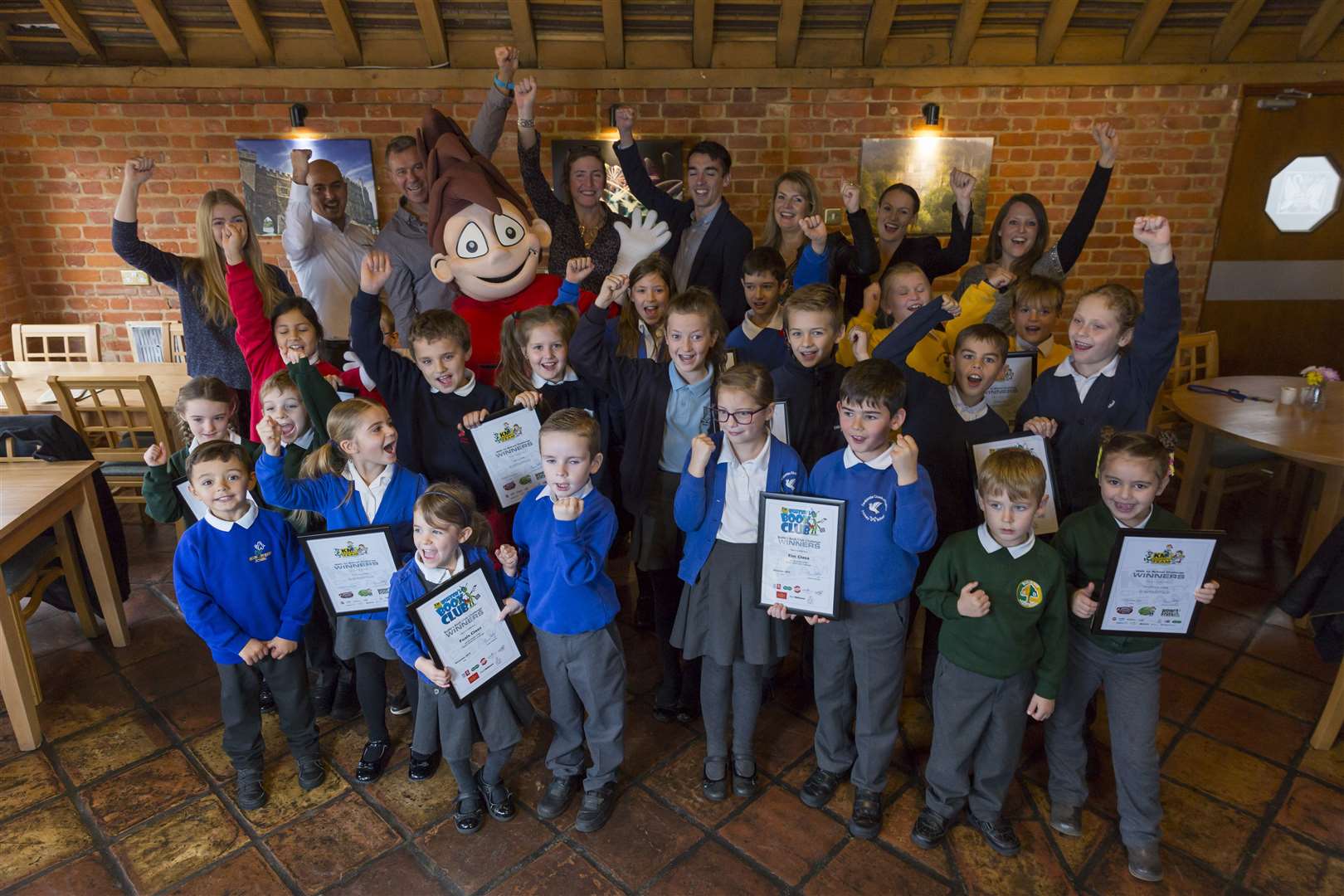 KM Walk to School and Busters Book Club Literacy winners. Leeds Castle, Broomfield, Maidstone.