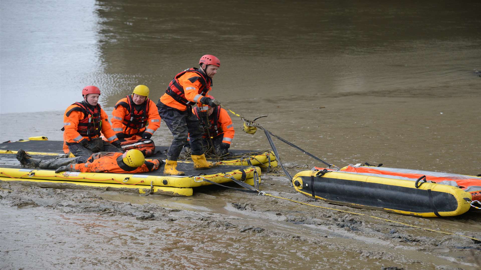 Larkfield station crew training for a mud rescue earlier this week
