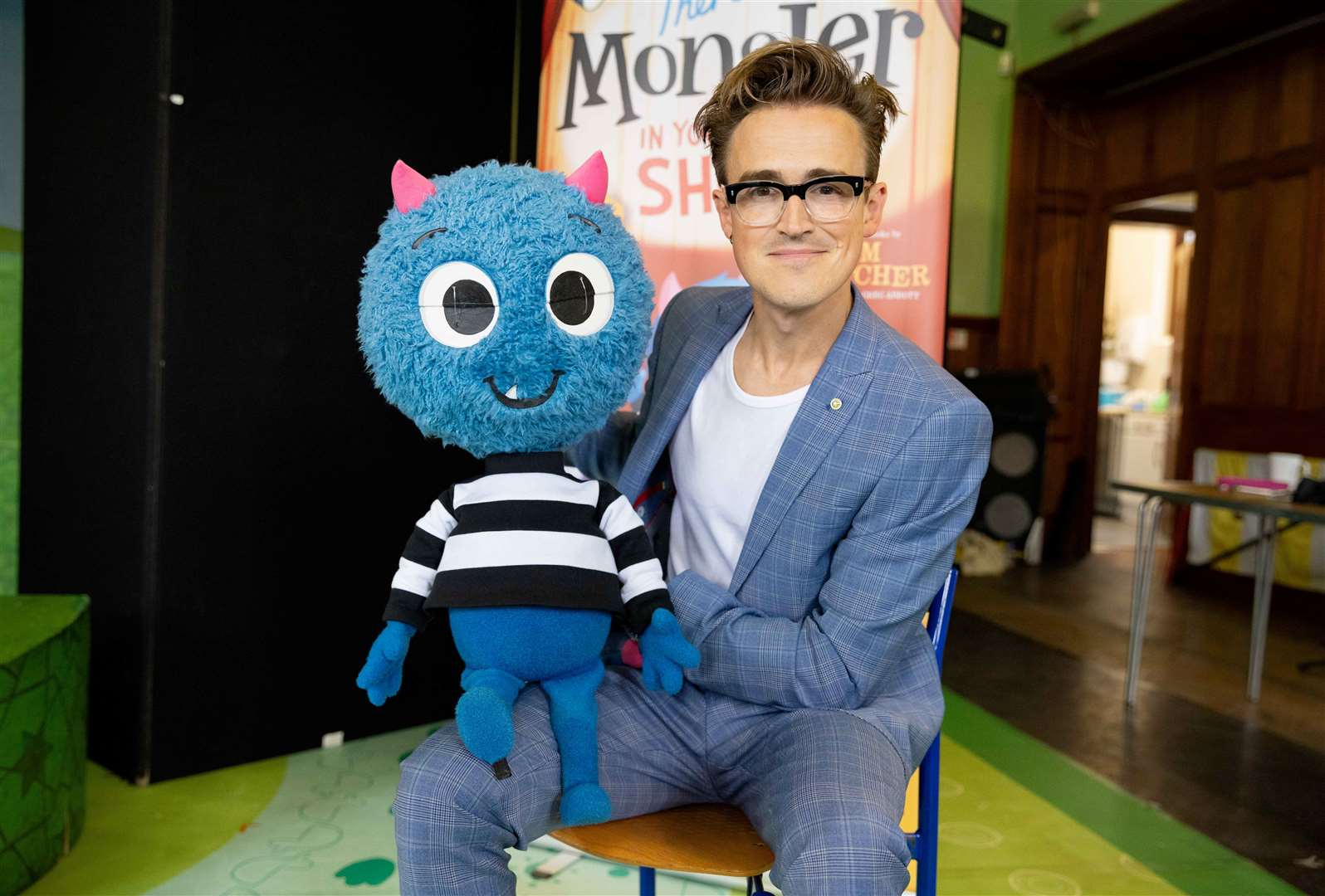McFly frontman Tom Fletcher with the Little Monster puppet used in the live adaptation of his best-selling picture book