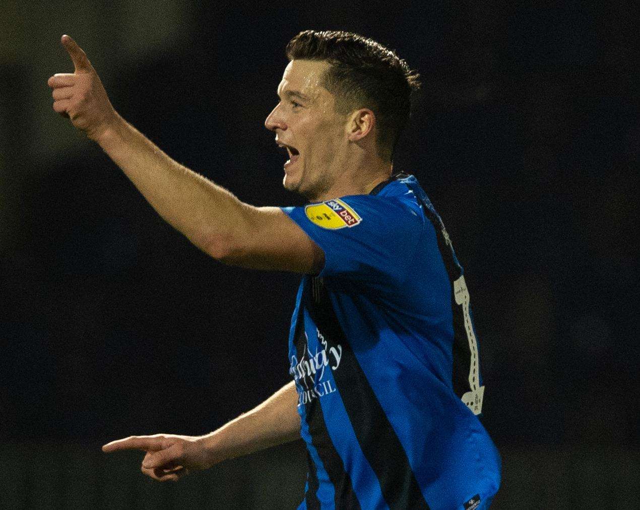 Callum Reilly celebrates Gills' second goal Picture: Ady Kerry