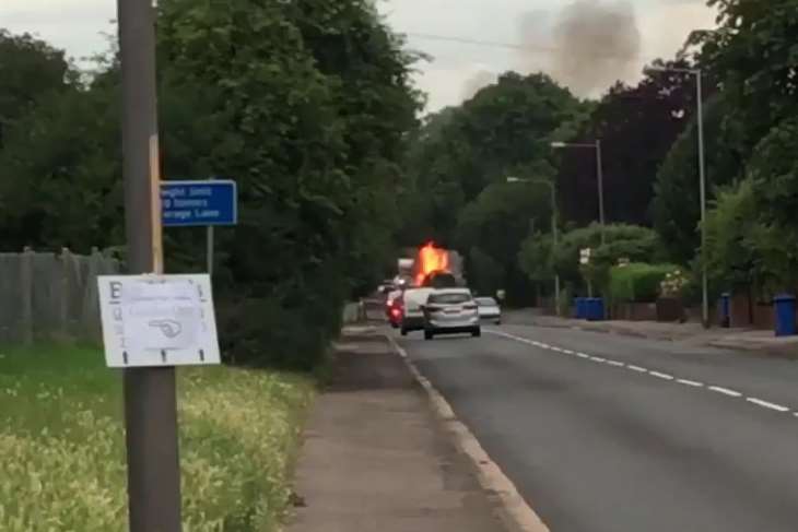 Two fire engines were called to a bin lorry fire on the A2 London Road in Ospringe, Faversham