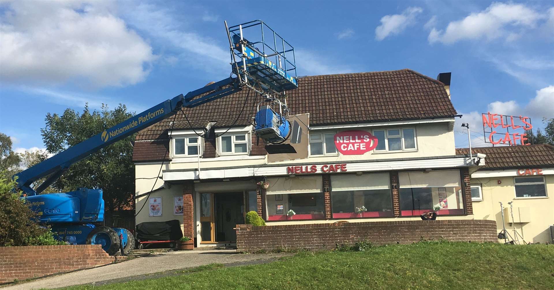 Film crews at Nell's cafe in Gravesend filming for BBC drama Killing Eve