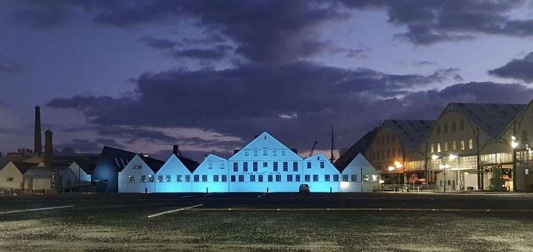The Chatham Historic Dockyard was lit in blue for our emergency workers