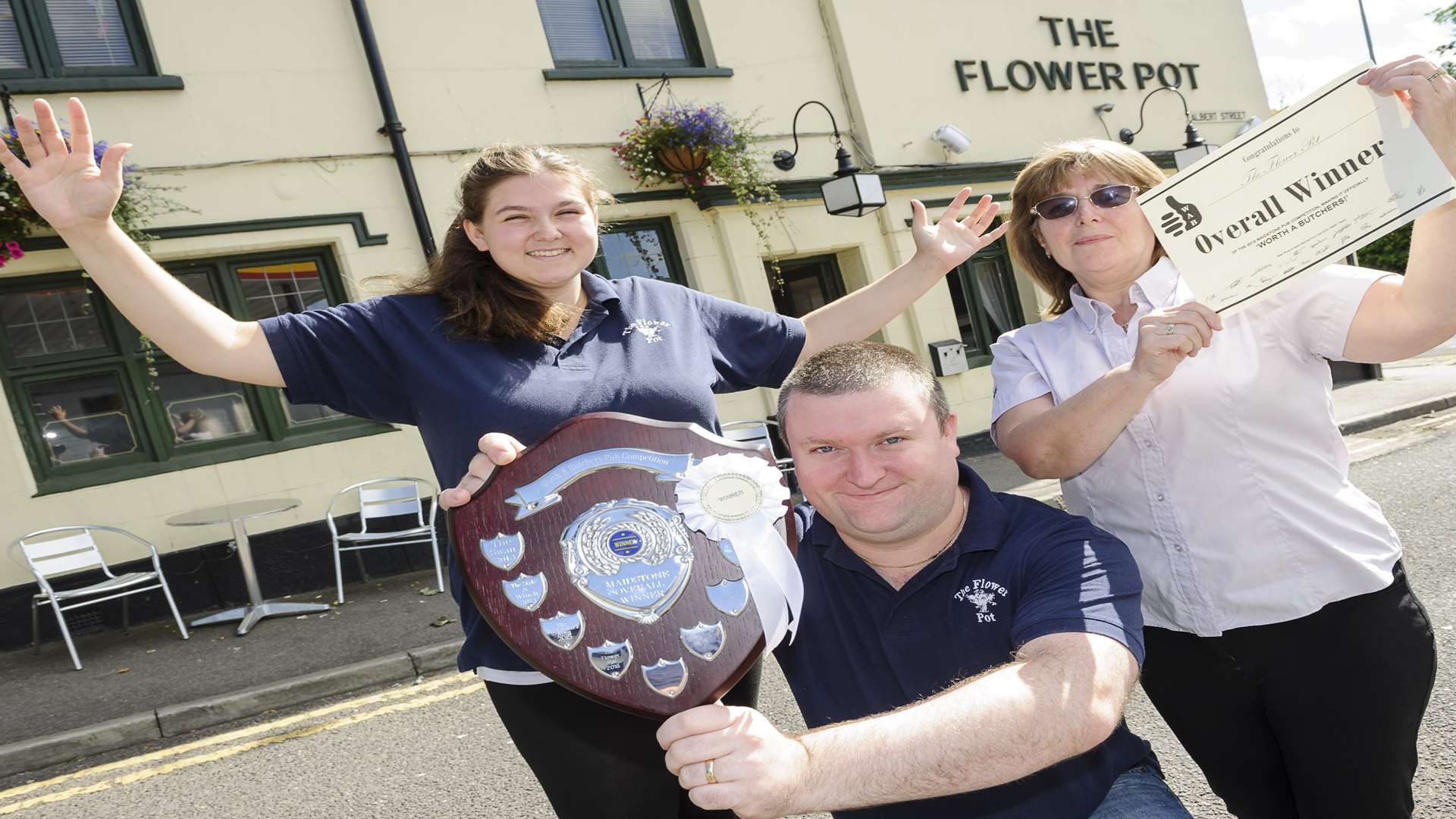 From left, Ellie Hayward, landlord David Davenport and bar manager Sharon Hayward. Last year the pub won five categories in the Worth a Butchers competition