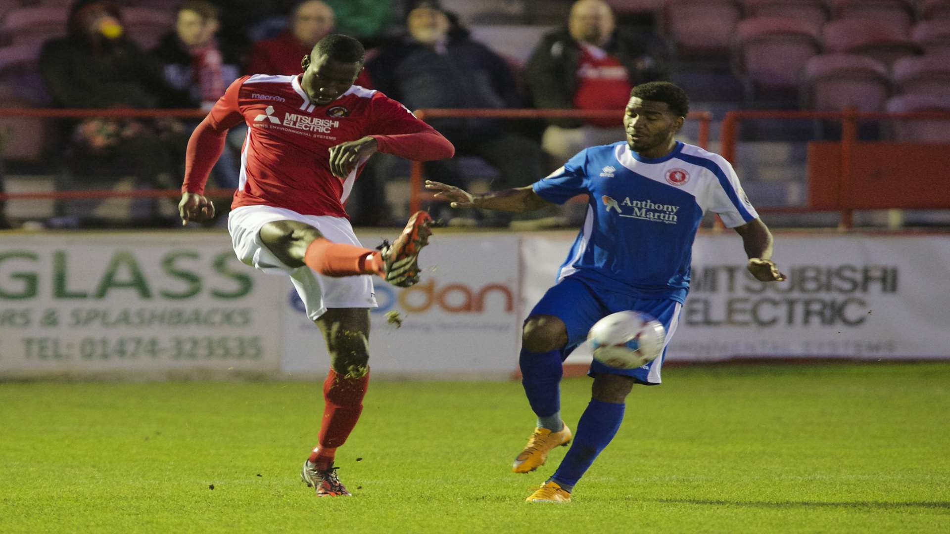 Goalscorer Anthony Acheampong clears his lines Picture: Andy Payton