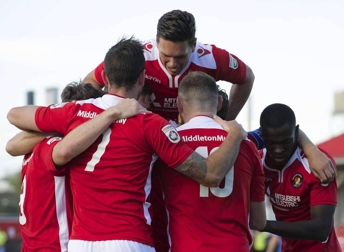 Ebbsfleet's players could soon be celebrating goals scored on Friday nights Picture: Andy Payton